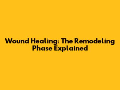 Wound Healing: The Remodeling Phase Explained